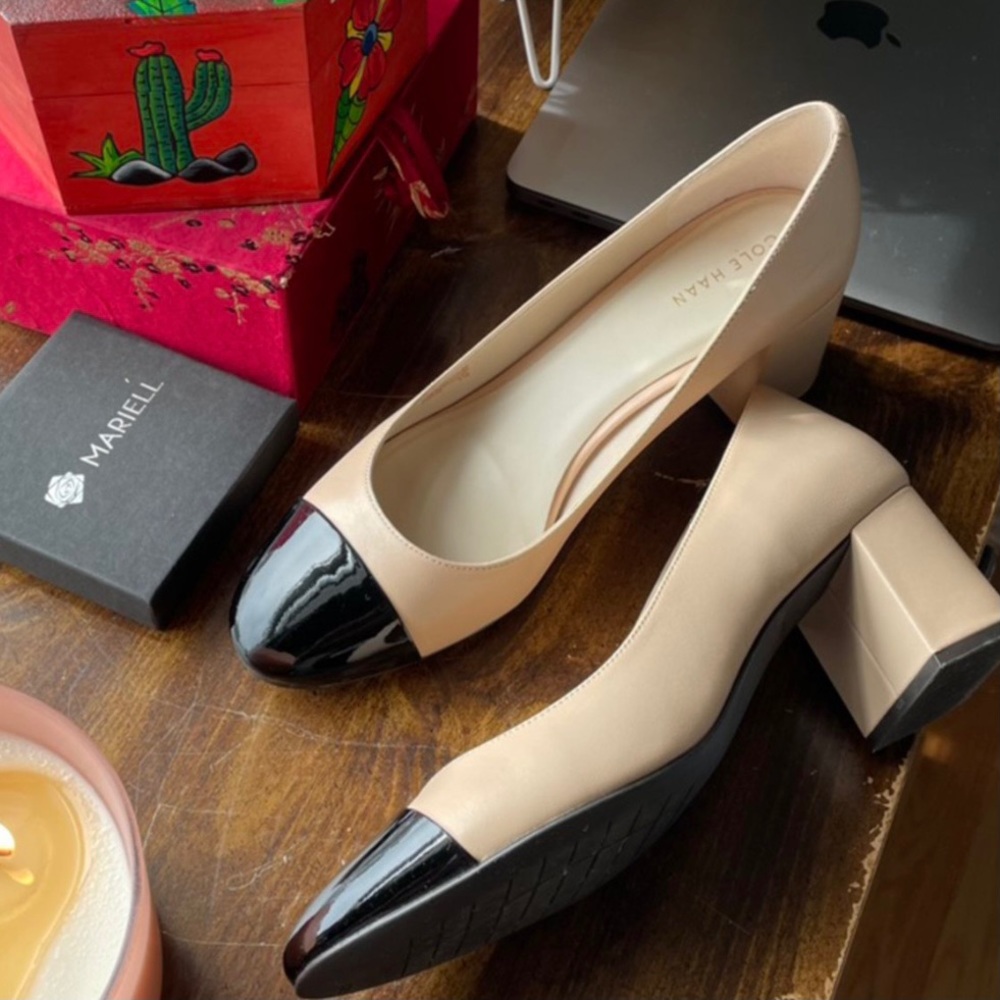 Cole Haan Dawna Cap Toe Block Heel Pump, Sz 8